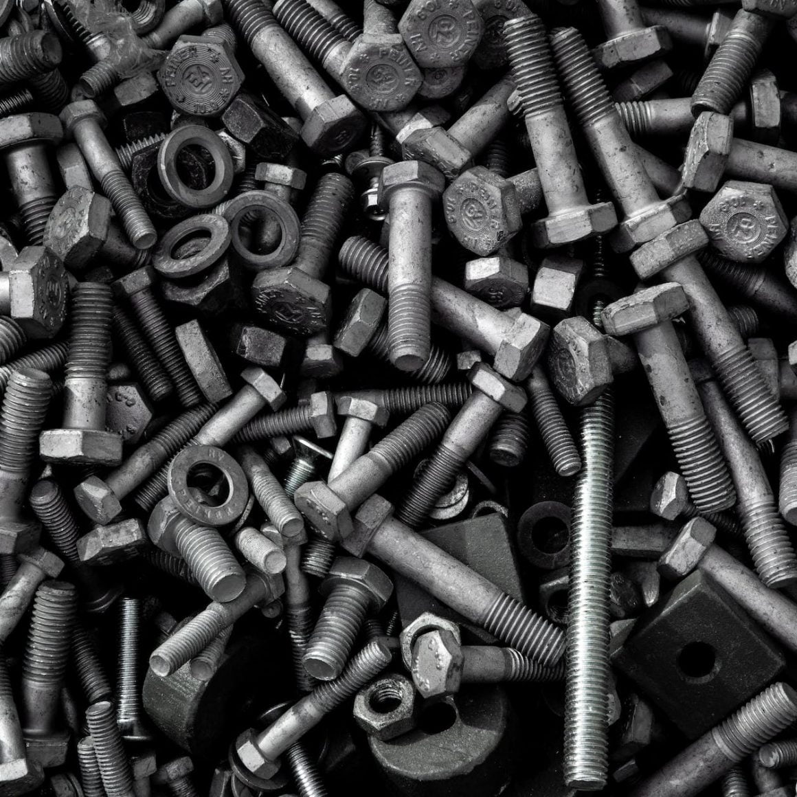 heap of assorted mechanical fasteners