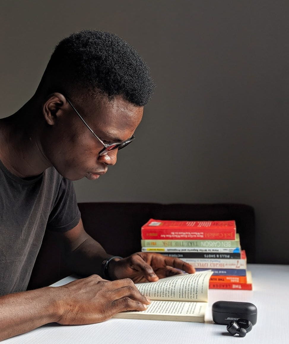 man reading a book